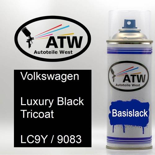 Volkswagen, Luxury Black Tricoat, LC9Y / 9083: 400ml Sprühdose, von ATW Autoteile West.